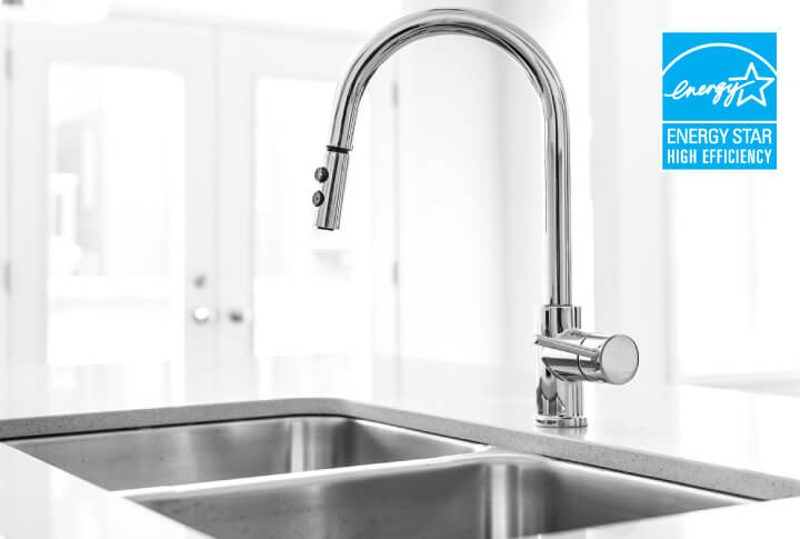 undermount sink with pullout spray faucet